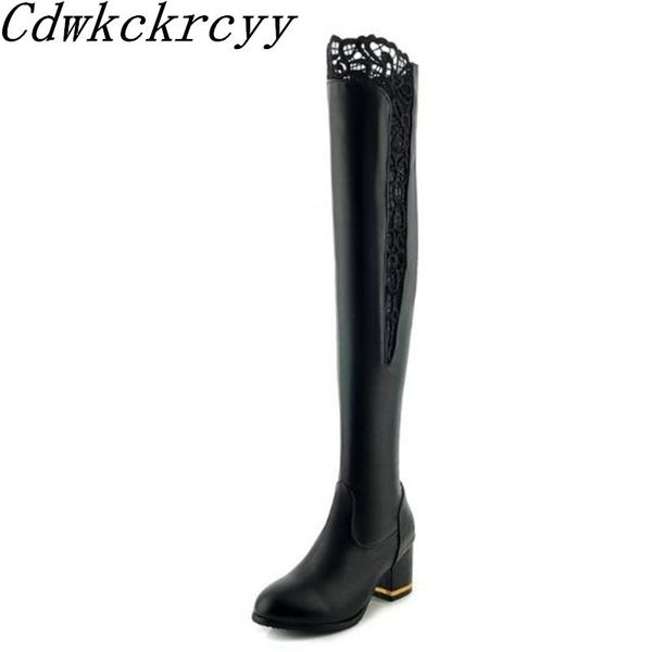 women boots autumn and winter new style fashion white high-heeled high boots lace hollow out over the knee lean leg, Black
women boots autumn and winter new style fashion white high-heeled high boots lace hollow out over the knee lean leg, Black