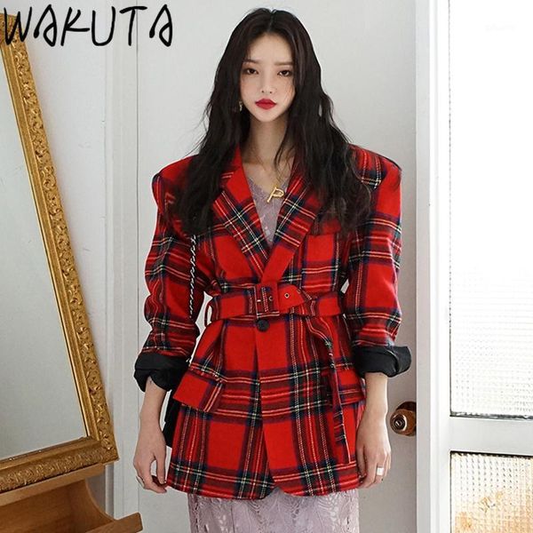 wakuta fashion plaid blazers women korean elegant notched collar belted single button vintage jacket spring autumn women's suits1, White;black
wakuta fashion plaid blazers women korean elegant notched collar belted single button vintage jacket spring autumn women's suits1, White;black