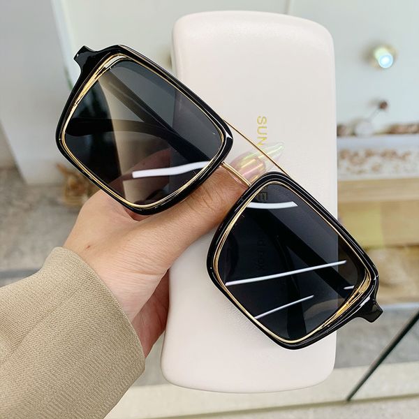 new style wind net red large square inclined lens flat frame glasses for men and women's all-around fashion, White;black
new style wind net red large square inclined lens flat frame glasses for men and women's all-around fashion, White;black