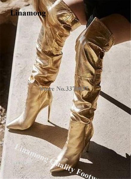 boots linamong shining gold leather over knee stiletto heel slip-on long high club dress shoes big size, Black
boots linamong shining gold leather over knee stiletto heel slip-on long high club dress shoes big size, Black