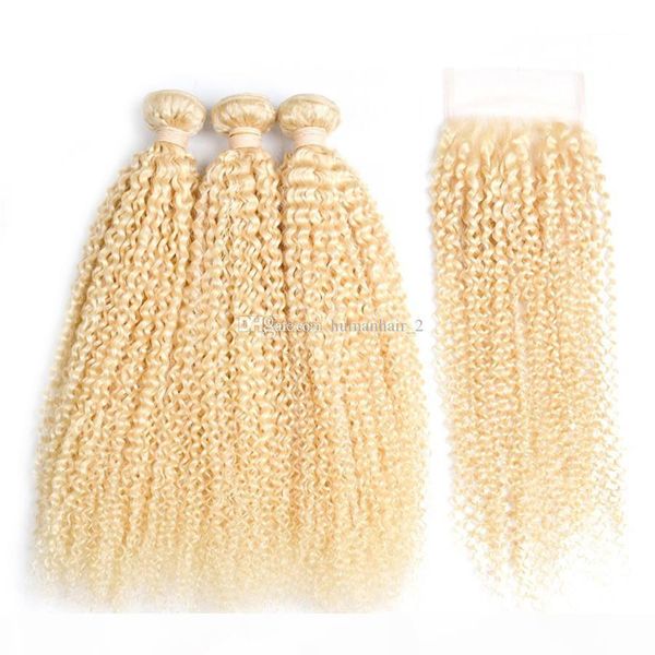 blonde kinky curly human hair weft with lace closure #613 blonde kinky curly 4*4 lace closure with bundles 4pcs lot, Black;brown 
blonde kinky curly human hair weft with lace closure #613 blonde kinky curly 4*4 lace closure with bundles 4pcs lot, Black;brown