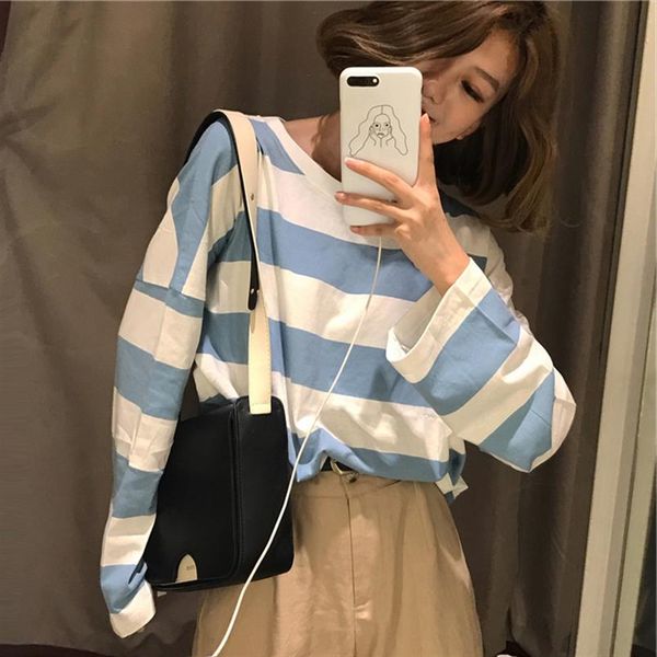 korean oversized stripe t shirt harajuku women long sleeve t shirts autumn ulzzang kawaii pink blue black basic tee casual, White
korean oversized stripe t shirt harajuku women long sleeve t shirts autumn ulzzang kawaii pink blue black basic tee casual, White