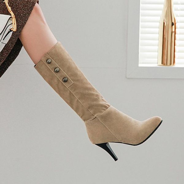 boots casual comfortable round head flock knee-length fashion rivet slip-on thin high heel stiletto riding women's shoes1, Black
boots casual comfortable round head flock knee-length fashion rivet slip-on thin high heel stiletto riding women's shoes1, Black