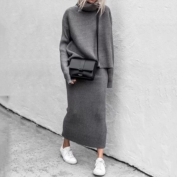 knitted two piece set women pullovers turtleneck loose sweater long skirts bodycon outfits for woman 2021 office lady suits set, Gray
knitted two piece set women pullovers turtleneck loose sweater long skirts bodycon outfits for woman 2021 office lady suits set, Gray