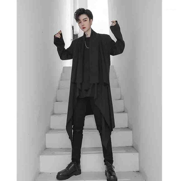men's autumn collar mid long korean dark windbreaker stylist personalized ins shawl coat fashion design1, Tan;black
men's autumn collar mid long korean dark windbreaker stylist personalized ins shawl coat fashion design1, Tan;black