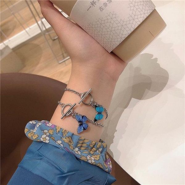 1 Pcs Blue Purple Butterfly Pendant Bracelet Simple Word Buckle Chain Bracelet Good Gift for Women Wife Daughter Daily Popular, Black
1 Pcs Blue Purple Butterfly Pendant Bracelet Simple Word Buckle Chain Bracelet Good Gift for Women Wife Daughter Daily Popular, Black