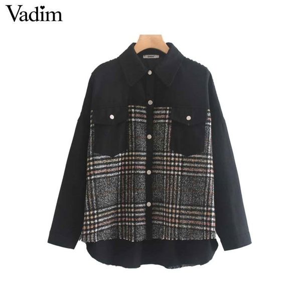 vadim women stylish plaid patchwork jacket pockets long sleeve coat female casual oversized chic outwear mujer ca566 y200101, Black;brown
vadim women stylish plaid patchwork jacket pockets long sleeve coat female casual oversized chic outwear mujer ca566 y200101, Black;brown