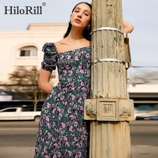 women vintage a line long dresses summer 2020 boho floral print holiday casual dress puff short sleeve split elegant dress1, Black;gray
women vintage a line long dresses summer 2020 boho floral print holiday casual dress puff short sleeve split elegant dress1, Black;gray