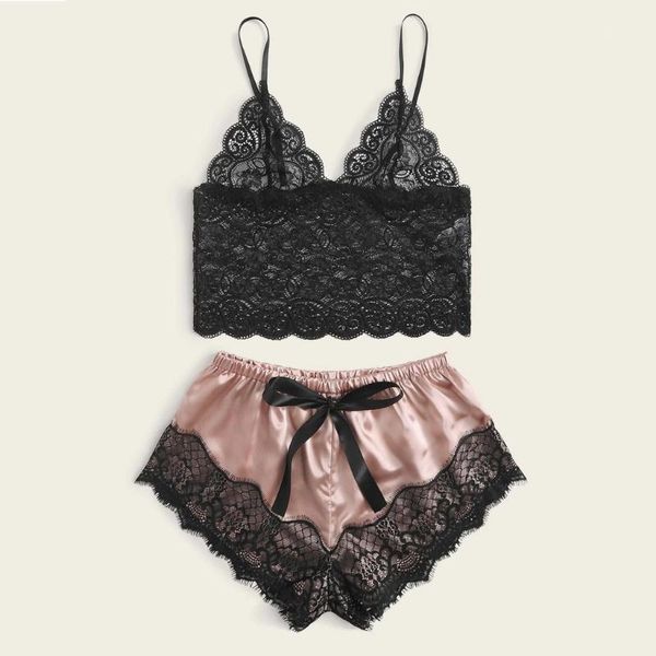 women sleepwear satin silk lace sleepwear lace floral v neck sleeveless lingerie +nightwear shorts women pajamas sets#31, Black;red
women sleepwear satin silk lace sleepwear lace floral v neck sleeveless lingerie +nightwear shorts women pajamas sets#31, Black;red