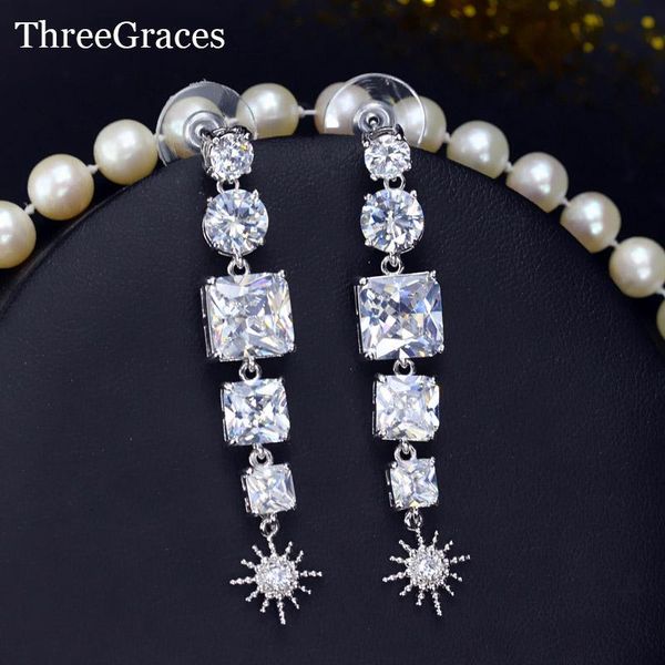 threegraces russian style party jewelry cubic zirconia long dangling drop crystal evening earrings for women er008, Silver
threegraces russian style party jewelry cubic zirconia long dangling drop crystal evening earrings for women er008, Silver