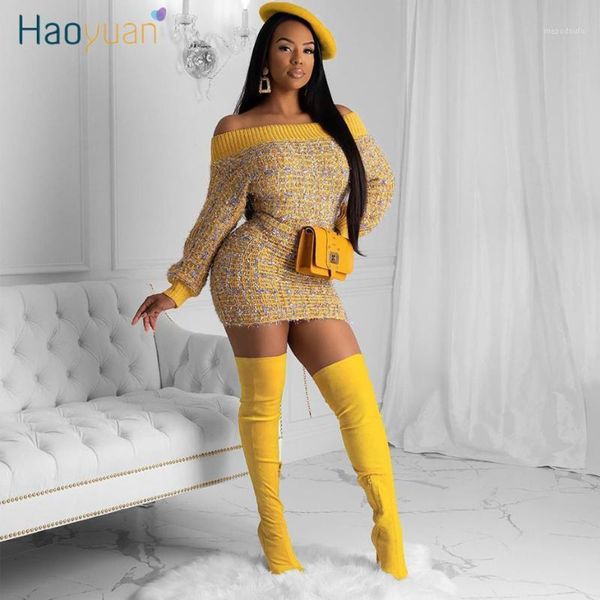 haoyuan yellow knit sweater dress women spring 2020 clothes off shoulder long sleeve bodycon mini night party club dresses1, Black;gray
haoyuan yellow knit sweater dress women spring 2020 clothes off shoulder long sleeve bodycon mini night party club dresses1, Black;gray