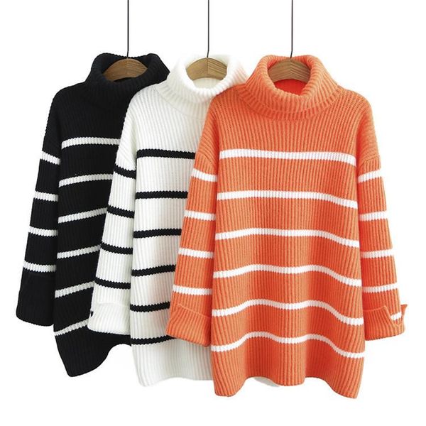 women's sweaters 2021 winter ladies pullover sweater cotton bottoming shirt casual fashion korean style loose plus size striped, White;black
women's sweaters 2021 winter ladies pullover sweater cotton bottoming shirt casual fashion korean style loose plus size striped, White;black