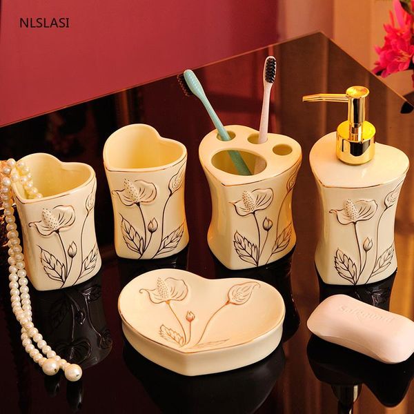 bath accessory set european phnom penh ceramic five-piece bathroom soap dispenser gargle cup toothbrush holder wedding gifts
bath accessory set european phnom penh ceramic five-piece bathroom soap dispenser gargle cup toothbrush holder wedding gifts