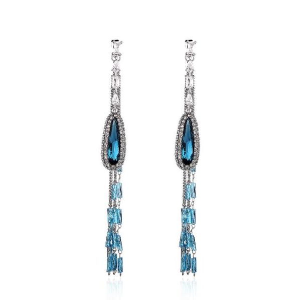 peacock feather tassel zircon dangle earrings european and american blue gem personality jewelry, Silver
peacock feather tassel zircon dangle earrings european and american blue gem personality jewelry, Silver