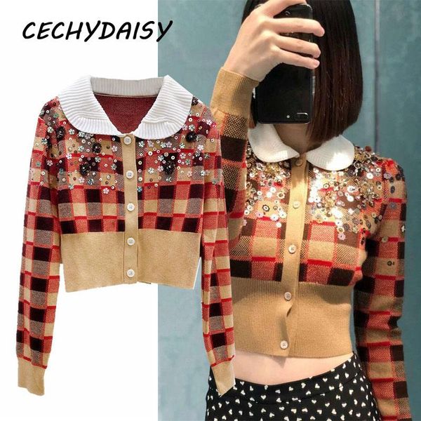 vintage plaid sweaters women autumn high street luxury bling sequined floral single breasted crop knitted cardigans outwear, White
vintage plaid sweaters women autumn high street luxury bling sequined floral single breasted crop knitted cardigans outwear, White