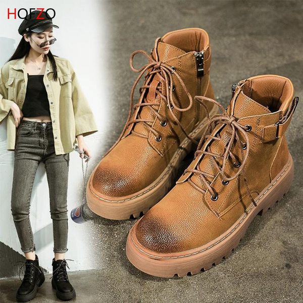 boots hofzo middle heel platform lace up women ankle botas casual retro flat pu leather autumn shoes 2021, Black
boots hofzo middle heel platform lace up women ankle botas casual retro flat pu leather autumn shoes 2021, Black