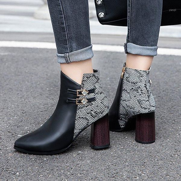 boots patchwork leather booties women pointed toe casual high heels single shoes ladies short bota feminina british style1, Black
boots patchwork leather booties women pointed toe casual high heels single shoes ladies short bota feminina british style1, Black