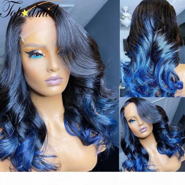 dmido #1b blue ombre color hair lace front wigs natural hairline loose wave remy hair 13x6 lace front human wigs, Black;brown
dmido #1b blue ombre color hair lace front wigs natural hairline loose wave remy hair 13x6 lace front human wigs, Black;brown