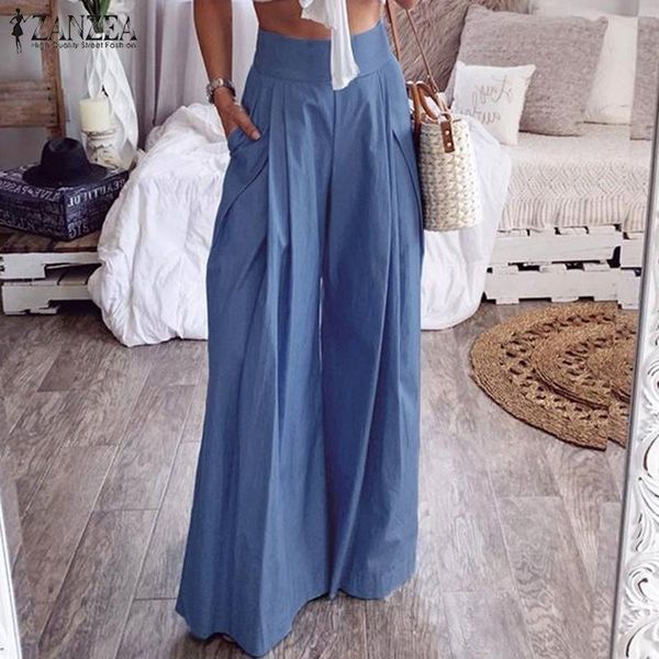 zanzea women high waist wide leg pants casual pockets long trousers cotton linen pants back zip office lady work chic bottoms y200418, Black;white
zanzea women high waist wide leg pants casual pockets long trousers cotton linen pants back zip office lady work chic bottoms y200418, Black;white