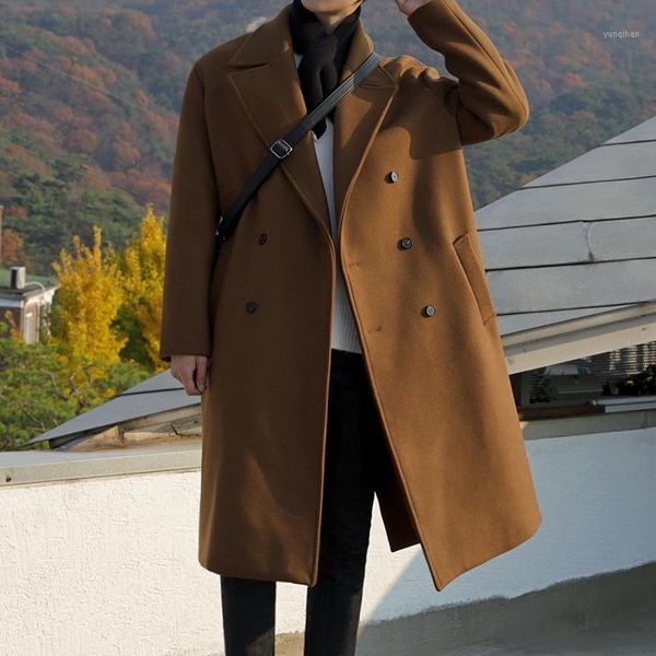 ewq / men's wear mid-length woolen coat men's 2020 autumn winter thickened woolen coat fashion double breasted long 9y39001, Black
ewq / men's wear mid-length woolen coat men's 2020 autumn winter thickened woolen coat fashion double breasted long 9y39001, Black