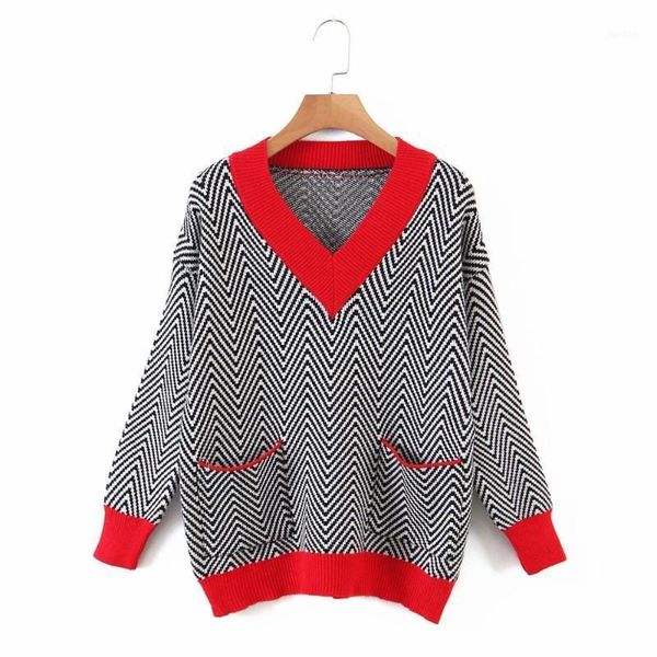 2020 new autumn women's sweater geometric pockets long sleeves v-neck sweater female fashion casual women clothes1, White;black
2020 new autumn women's sweater geometric pockets long sleeves v-neck sweater female fashion casual women clothes1, White;black