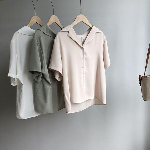 chiffon shirt women's short sleeves 2020 summer wear new korean loose simple thin casual blouse tide in stock, White
chiffon shirt women's short sleeves 2020 summer wear new korean loose simple thin casual blouse tide in stock, White
