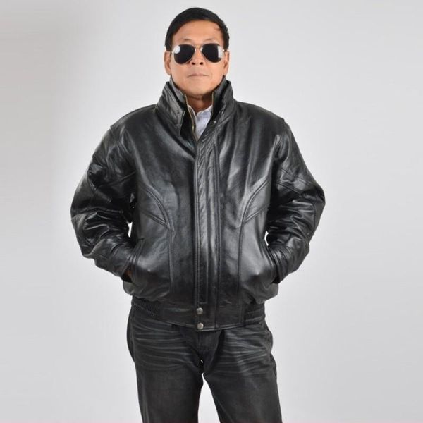 men's leather & faux winter mens stand collar motorycle cowhide genuine jacket biker windproof overcoat thick padded loose fit coat, Black
men's leather & faux winter mens stand collar motorycle cowhide genuine jacket biker windproof overcoat thick padded loose fit coat, Black