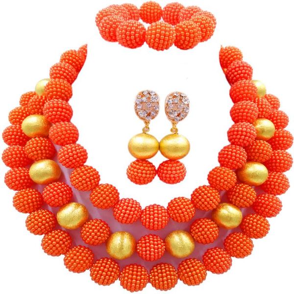 fashion orange simulated pearl necklace nigerian wedding african beads jewelry set for women 3zjl10, Silver
fashion orange simulated pearl necklace nigerian wedding african beads jewelry set for women 3zjl10, Silver