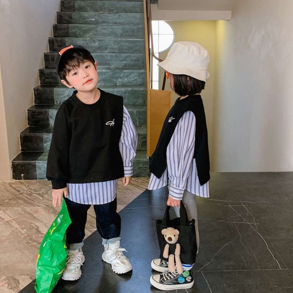 fake im cotton boys' two-piece pure shirt sweater 2021 new spring clothing zhongda tongchao children's vrh0, Black
fake im cotton boys' two-piece pure shirt sweater 2021 new spring clothing zhongda tongchao children's vrh0, Black