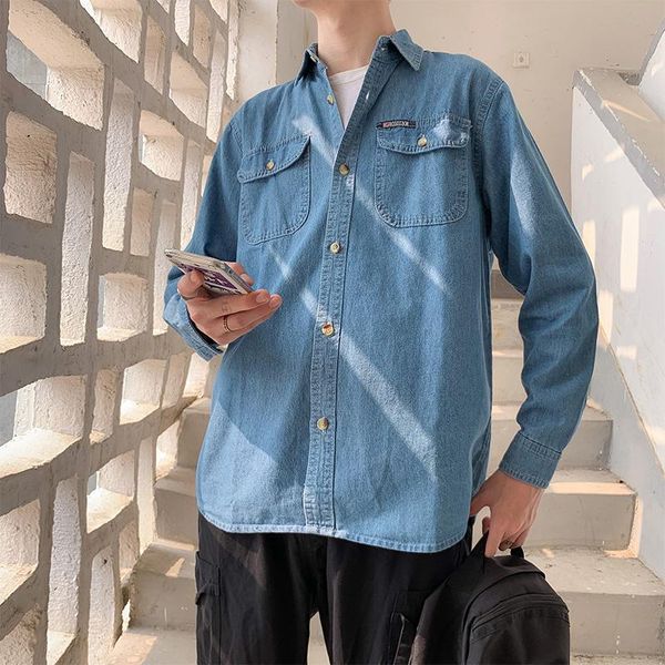 men's casual shirts denim shirt men spring autumn fashion trend retro long sleeve camisas de hombre clothing bc50cs, White;black
men's casual shirts denim shirt men spring autumn fashion trend retro long sleeve camisas de hombre clothing bc50cs, White;black