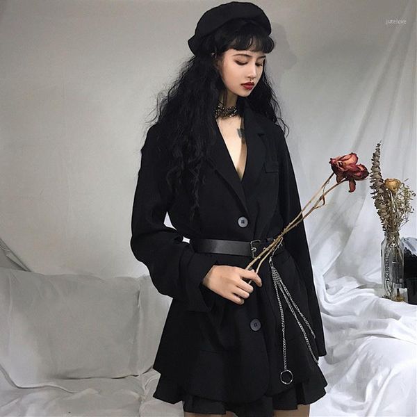 gothic long black blazer with chain belt spring autumn long sleeve womens casual blazer jackets and coats1, White;black
gothic long black blazer with chain belt spring autumn long sleeve womens casual blazer jackets and coats1, White;black