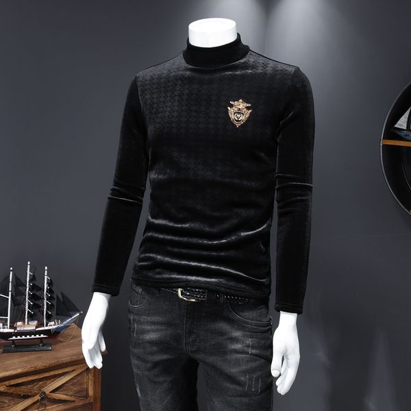 fashion trend men's slim plus velvet long-sleeved t-shirt winter gold velvet korean version of the bottoming shirt, White;black
fashion trend men's slim plus velvet long-sleeved t-shirt winter gold velvet korean version of the bottoming shirt, White;black