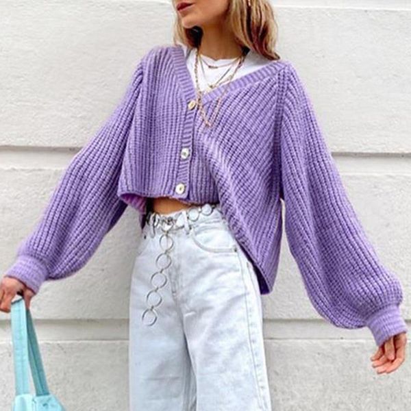 lasperal spring and autumn v-neck lantern sleeve solid color gentle cute cardigan women knit fashion loose front button sweater1, White
lasperal spring and autumn v-neck lantern sleeve solid color gentle cute cardigan women knit fashion loose front button sweater1, White