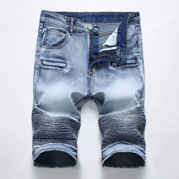 new denim shorts slim straight wash fold locomotive large summer men's jeans, Blue
new denim shorts slim straight wash fold locomotive large summer men's jeans, Blue