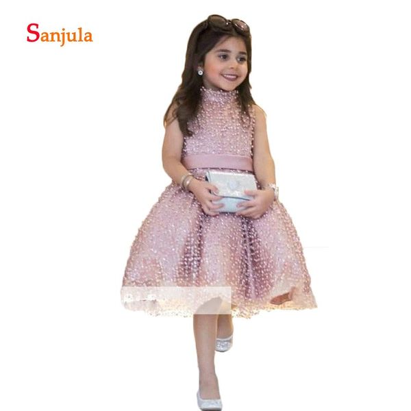 pink tulle cute flower girls dresses a-line full pearls charming girls pageant party dresses vestidos primera comunion d886, Red;yellow 
pink tulle cute flower girls dresses a-line full pearls charming girls pageant party dresses vestidos primera comunion d886, Red;yellow
