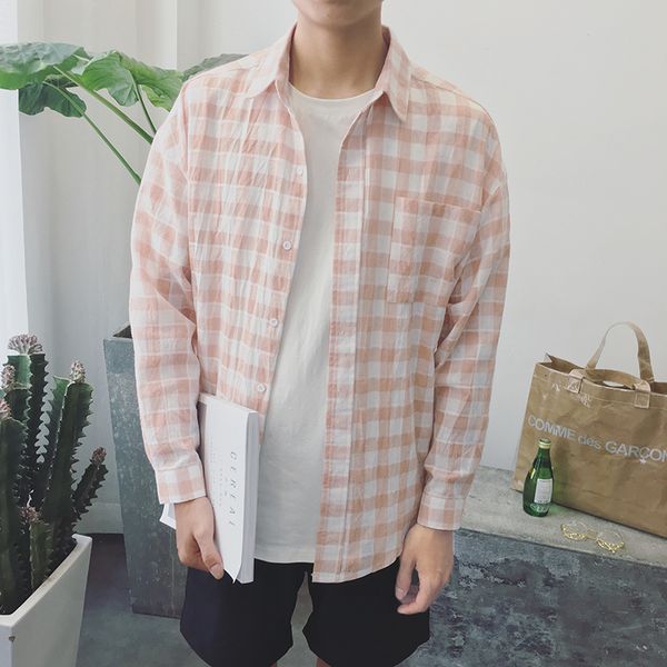 blue pink shirt plaid cotton comfortable men's shirts hawaiian loose long sleeve casual men clothes b50, White;black
blue pink shirt plaid cotton comfortable men's shirts hawaiian loose long sleeve casual men clothes b50, White;black