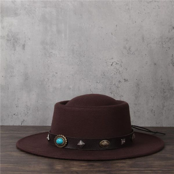 women men winter fedora hat lady punk belt flatl pork pie hat gentleman flat bowler porkpie jazz, Blue;gray
women men winter fedora hat lady punk belt flatl pork pie hat gentleman flat bowler porkpie jazz, Blue;gray