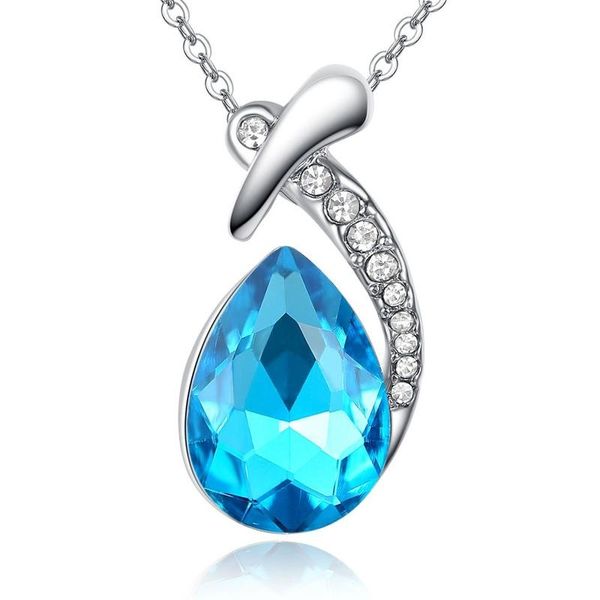 exquisite blue crystal wedding necklace bride drop-shaped engagement necklace accessories valentine's day jewelry gift, Silver
exquisite blue crystal wedding necklace bride drop-shaped engagement necklace accessories valentine's day jewelry gift, Silver