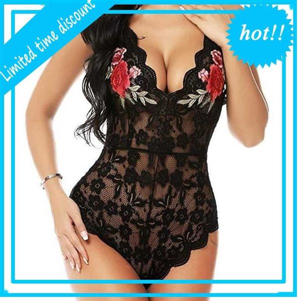 women embroidery lace bustiers hollow out choker deep v neck romper pyjamas womens underwear, Black;white
women embroidery lace bustiers hollow out choker deep v neck romper pyjamas womens underwear, Black;white