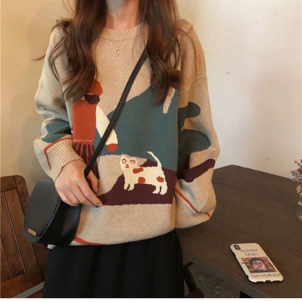 autumn wear sweater for women loose korean version of versatile fun jacquard wear long-sleeved pullover sweater blouse for women, White;black
autumn wear sweater for women loose korean version of versatile fun jacquard wear long-sleeved pullover sweater blouse for women, White;black