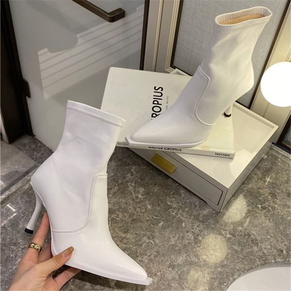 2021 female winter 'ins light stilettos half knight high heels chelsae designer white leather boots elastic boot shoes iybf, Black
2021 female winter 'ins light stilettos half knight high heels chelsae designer white leather boots elastic boot shoes iybf, Black