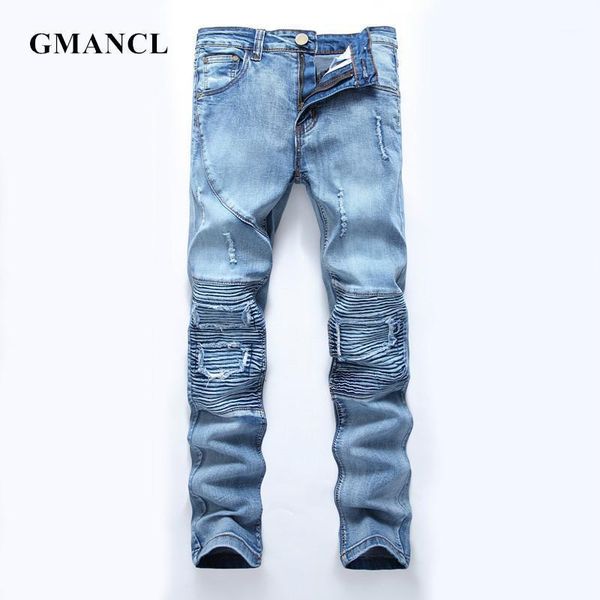 gmancl men motorcycle jeans fashion streetwear pleated stitching slim distressed mens hip hop ripped biker jeans1, Blue
gmancl men motorcycle jeans fashion streetwear pleated stitching slim distressed mens hip hop ripped biker jeans1, Blue