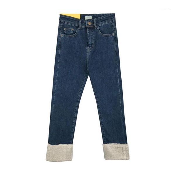 autumn winter all-match high waist plus velvet stitching lambwool light blue casual nine-point straight jeans women s4261
autumn winter all-match high waist plus velvet stitching lambwool light blue casual nine-point straight jeans women s4261