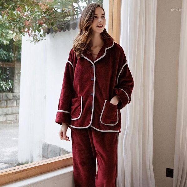 women's sleepwear winter pajamas set women warm flannel long sleeves pink cute homewear thick home suit1, Black;red
women's sleepwear winter pajamas set women warm flannel long sleeves pink cute homewear thick home suit1, Black;red