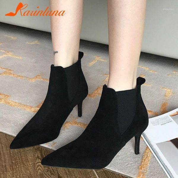 boots female shoes 2021 brand fashionable office ladies pointed toe ankle thin heels flock autumn big size 421, Black
boots female shoes 2021 brand fashionable office ladies pointed toe ankle thin heels flock autumn big size 421, Black