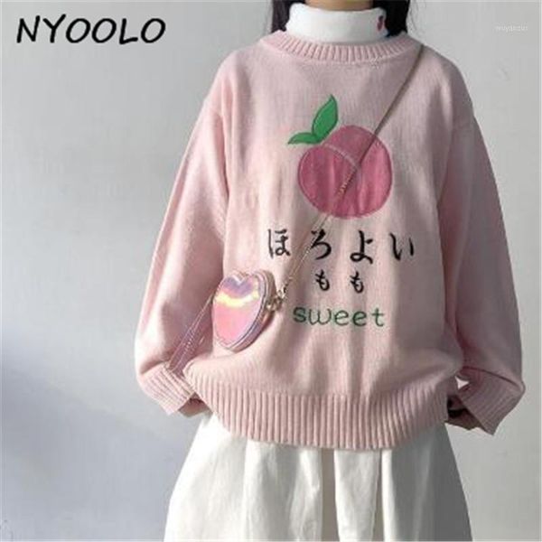 nyoolo preppy style cute peach embroidery long sleeve acrylic pink knitted sweater women autumn winter o-neck pullovers girl, White;black
nyoolo preppy style cute peach embroidery long sleeve acrylic pink knitted sweater women autumn winter o-neck pullovers girl, White;black