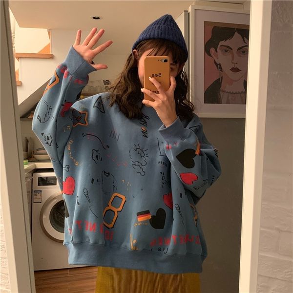 korean version of the new fashion cute pattern harajuku sweater streetwear size punk clothes jumper tracksuit ins y200116, White;black
korean version of the new fashion cute pattern harajuku sweater streetwear size punk clothes jumper tracksuit ins y200116, White;black