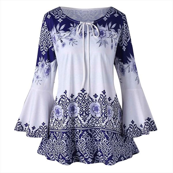 vintage womens floral print blouse shirt plus size womens bandage long sleeve blouse casual ladies round neck, White
vintage womens floral print blouse shirt plus size womens bandage long sleeve blouse casual ladies round neck, White