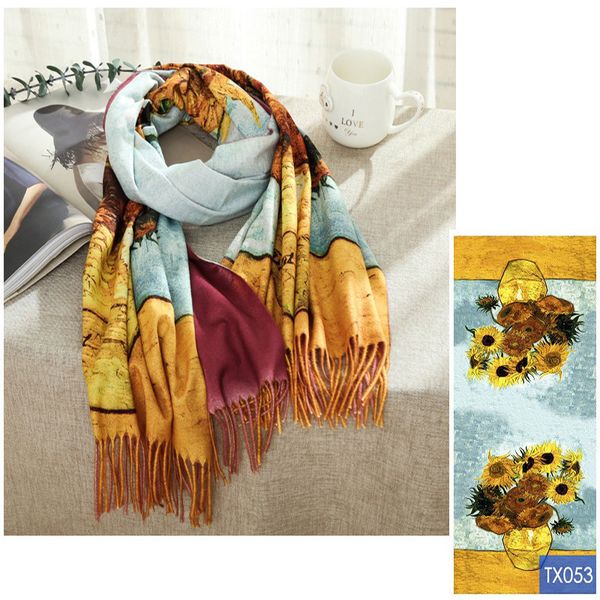 2020 winter scarf women van gogh paint digital printed bandana cashmere warm shawl foulard luxury fashion tassel hair scarf, Blue;gray
2020 winter scarf women van gogh paint digital printed bandana cashmere warm shawl foulard luxury fashion tassel hair scarf, Blue;gray