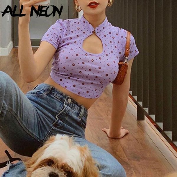 allneon e-girl summer hollow out front floral cropped y2k vintage o-neck short sleeve flowers purple t-shirts streetwear, White
allneon e-girl summer hollow out front floral cropped y2k vintage o-neck short sleeve flowers purple t-shirts streetwear, White